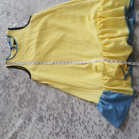 Victoria Beckham for Target Textured Yellow Blue Ruffle Dress SzXL - Picture 7 of 9